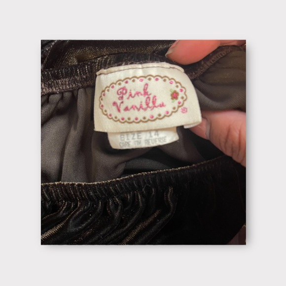 Pink Vanilla Vintage Velour Bodice Brown Floral Bottom Smocked Dress - Picture 5 of 7